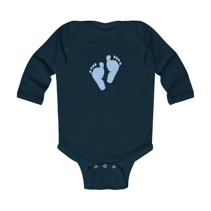 Baby Feet Acrostic Poem Long Sleeve Bodysuit - Blue Footprints