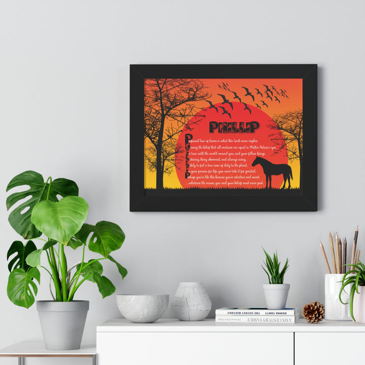 Namesakes Framed Acrostic Poem Print - Horse