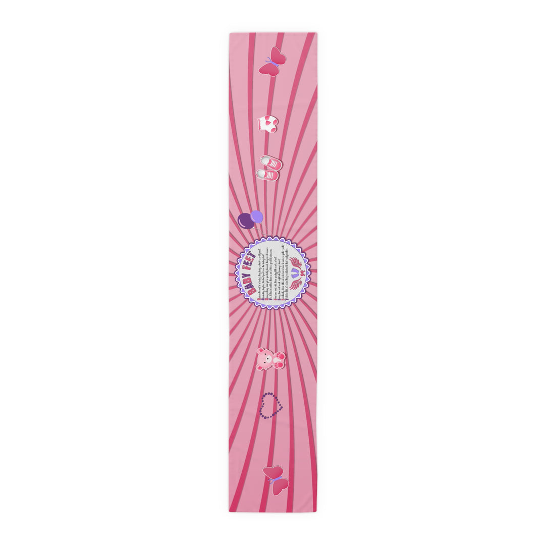 Baby Feet Acrostic Poem Table Runner - Pink-Wings