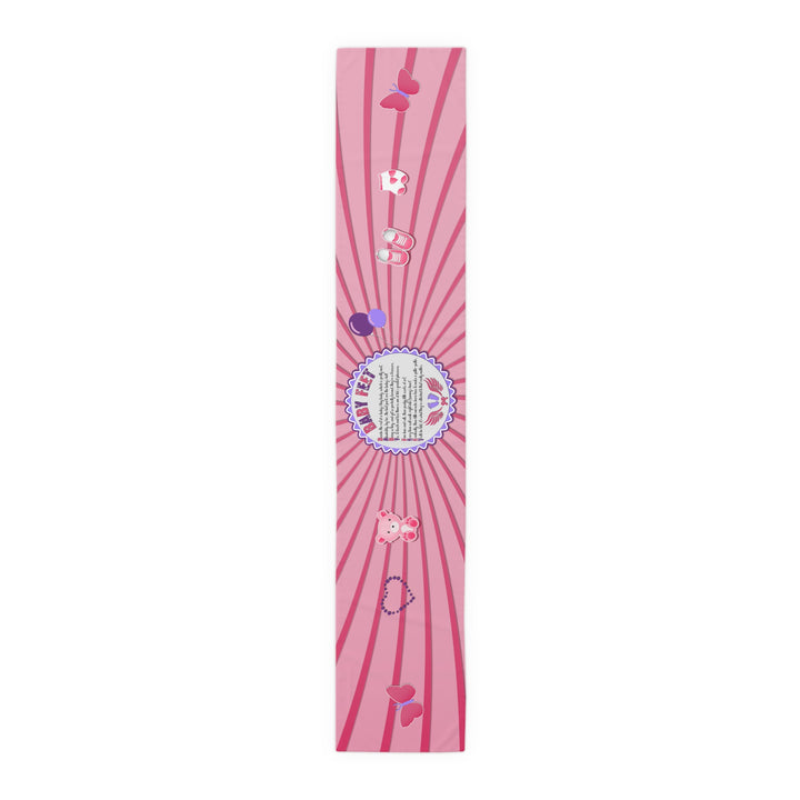 Baby Feet Acrostic Poem Table Runner - Pink-Wings