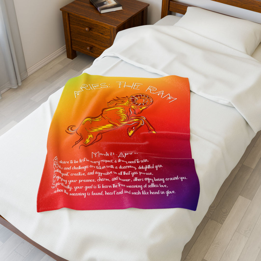Aries Acrostic Poem Velveteen Plush Blanket