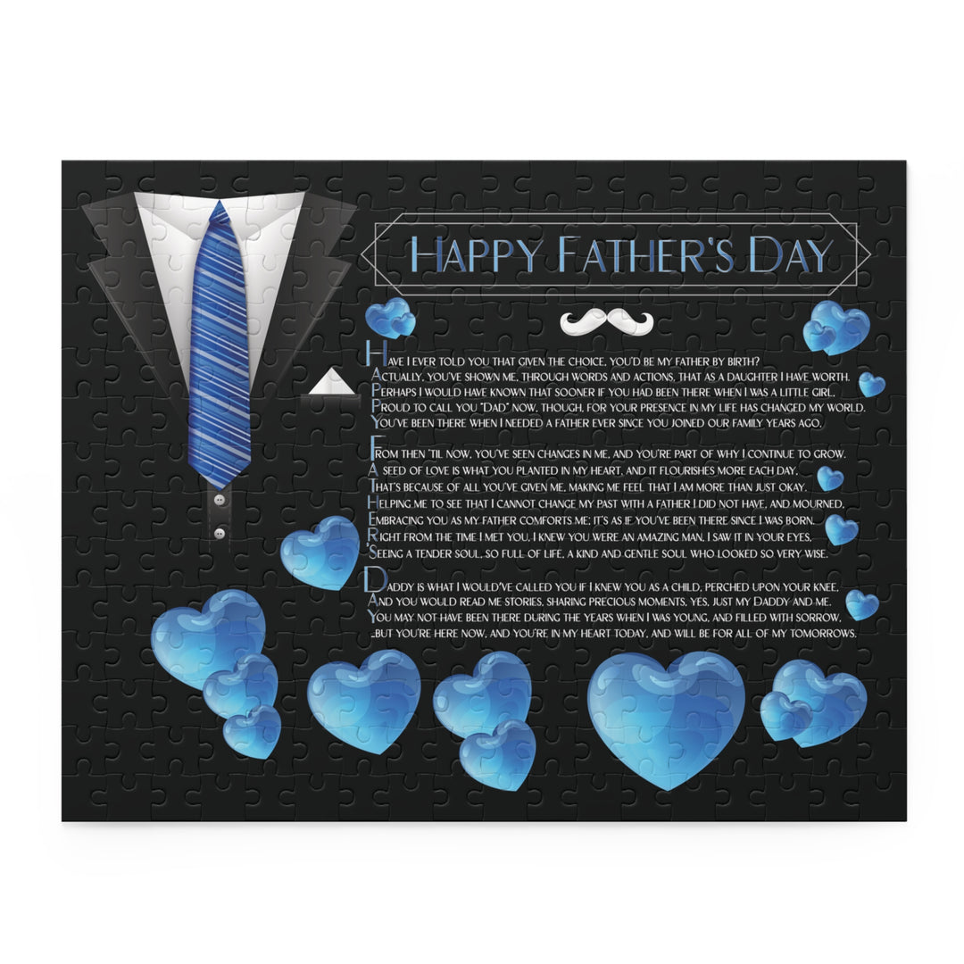 Happy Father's Day Acrostic Poem Puzzle - For Step-Father - Suit-Hearts