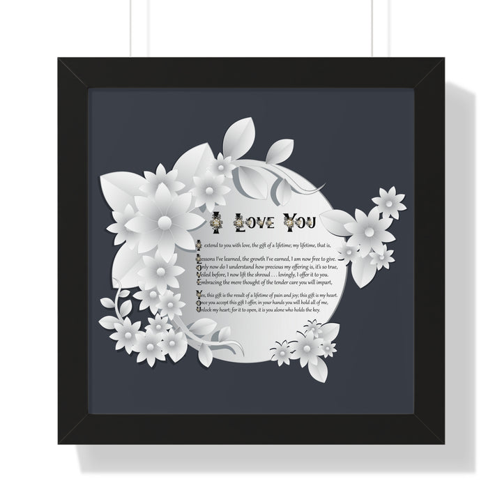 It's Just a Phrase "I Love You" Framed Acrostic Poem Print- Floral