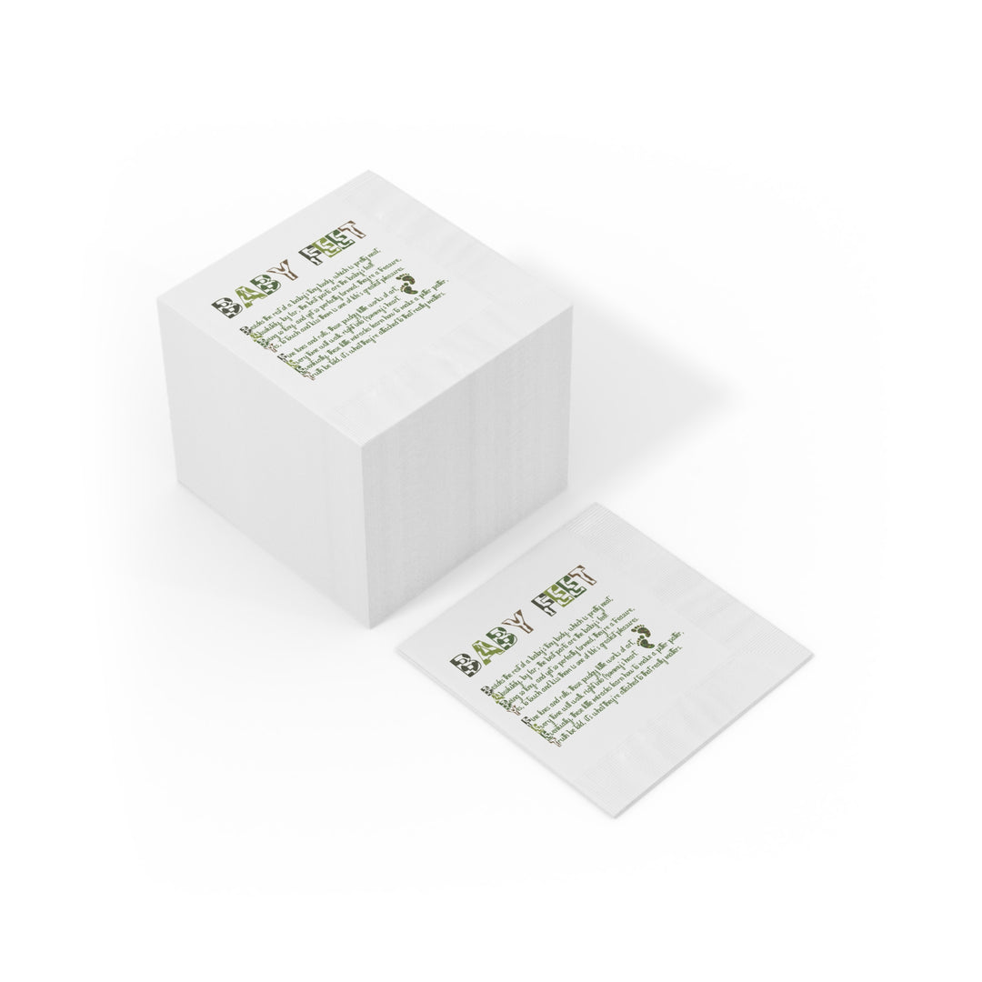 "Baby Feet" White Coined Napkins - Camo - No Personalization