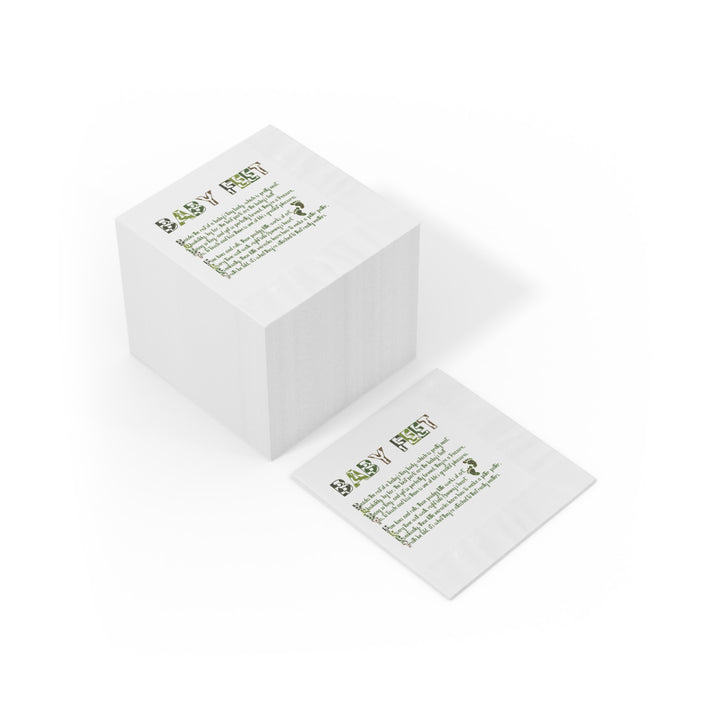 "Baby Feet" White Coined Napkins - Camo - No Personalization