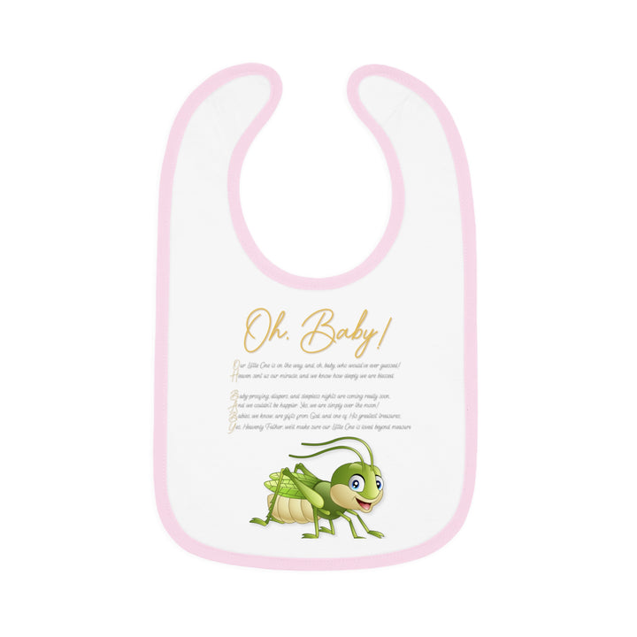 Baby Steps Acrostic Poem - Contrast Trim Jersey Bib - "Oh, Baby" Grasshopper