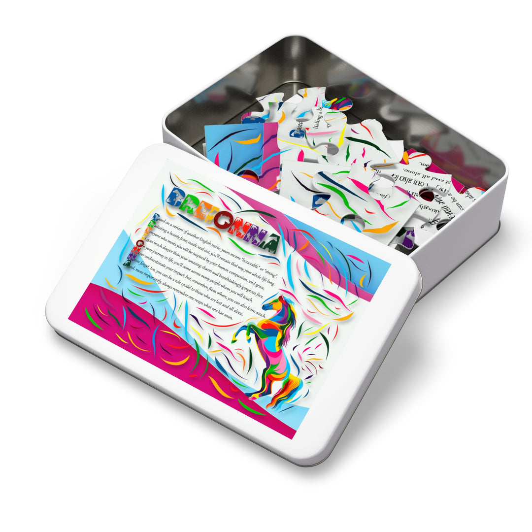 Namesakes Acrostic Poem Jigsaw Puzzle - Horse - Personalized - Tin Box