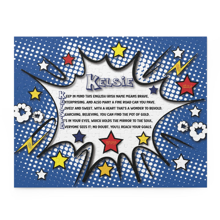 Namesakes Personalized Acrostic Name Poem Jigsaw Puzzle - Comic Blue