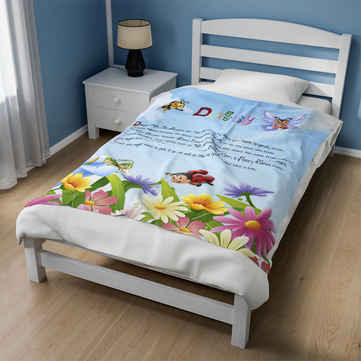 Namesakes Personalized Velveteen Plush Blanket with Acrostic Poem Spelling Out a Name