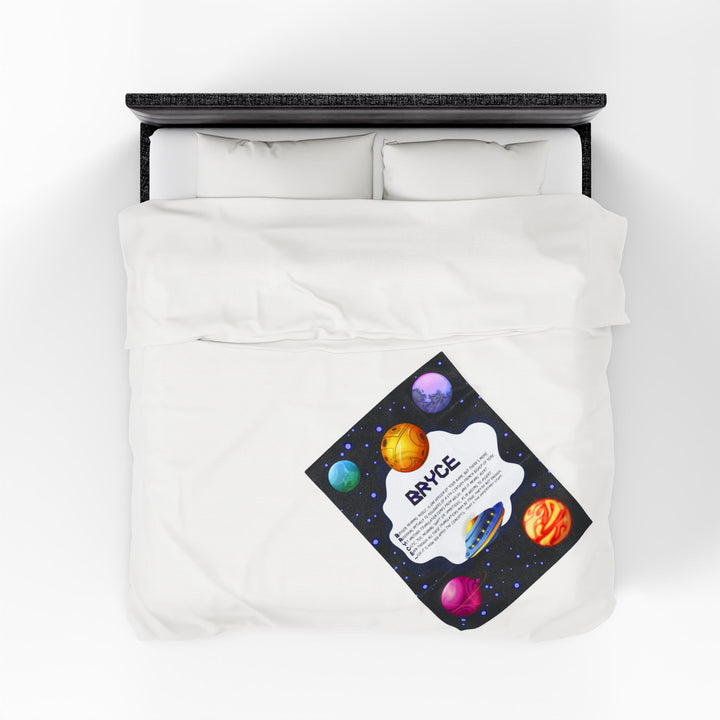Namesakes Acrostic Poem Velveteen Plush Blanket - Space Design