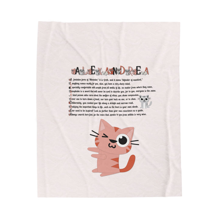 Namesakes Velveteen Plush Blanket with Acrostic Poem - Kitty Design