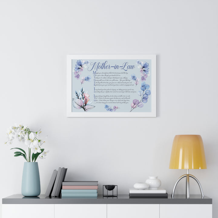 It's Just a Phrase "Mother-in-Law" Framed Horizontal Acrostic Poem Print- Floral