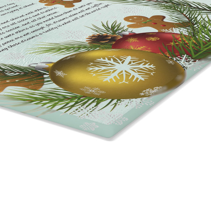 Joy to the World Acrostic Poem Glass Cutting Board - Gingerbread