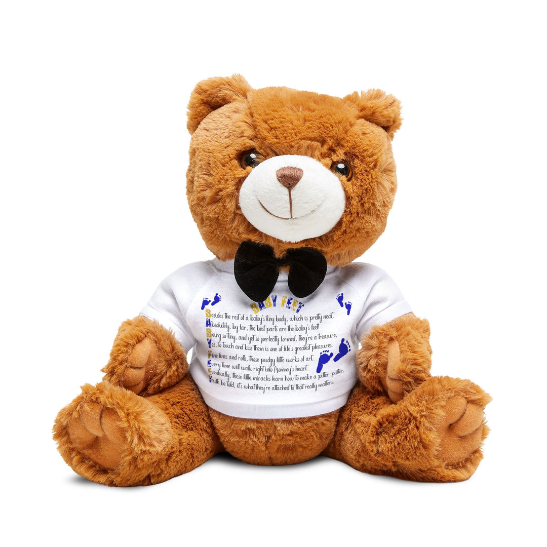 Baby Feet Acrostic Poem Teddy Bear with T-Shirt - Blue