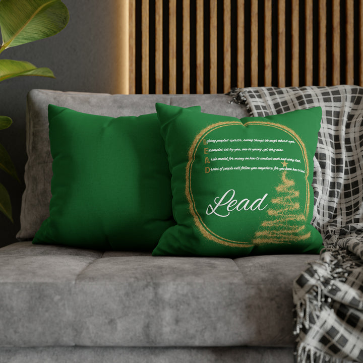 Holiday Pillow Case with Acrostic Poem  from "Learn, Lead, Believe" Collection Spelling out "Lead". Christmas Decor/Gift.
