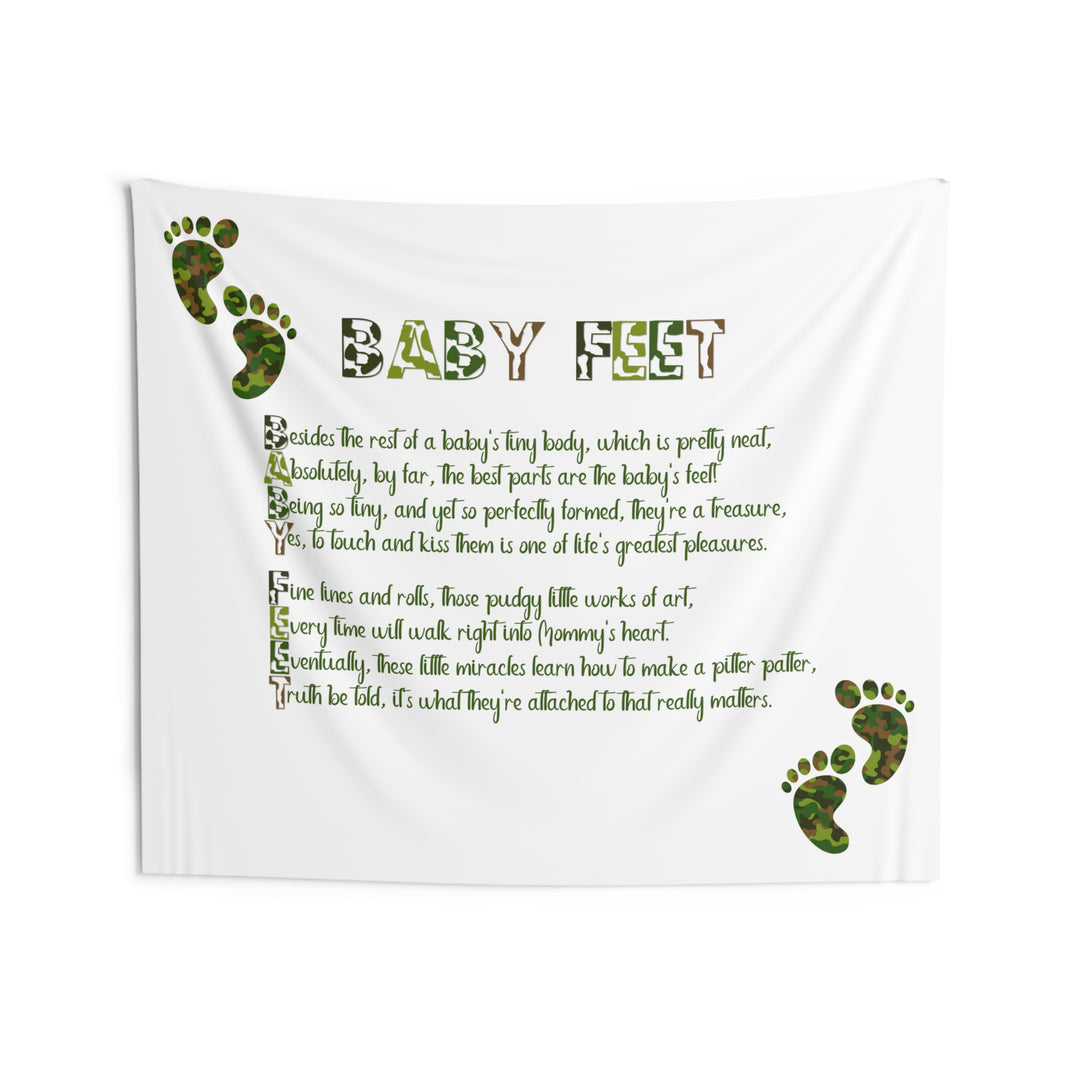 "Baby Feet" Acrostic Poem Baby Shower Backdrop - Camo