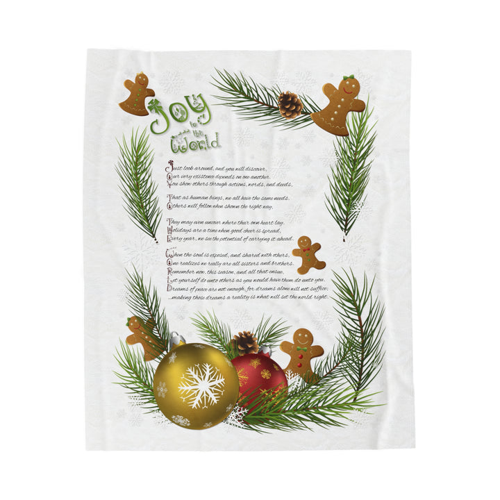 It's Just a Phrase Velveteen Plush Blanket - Gingerbread Design with Acrostic Poem "Joy to the World" - Gingerbread