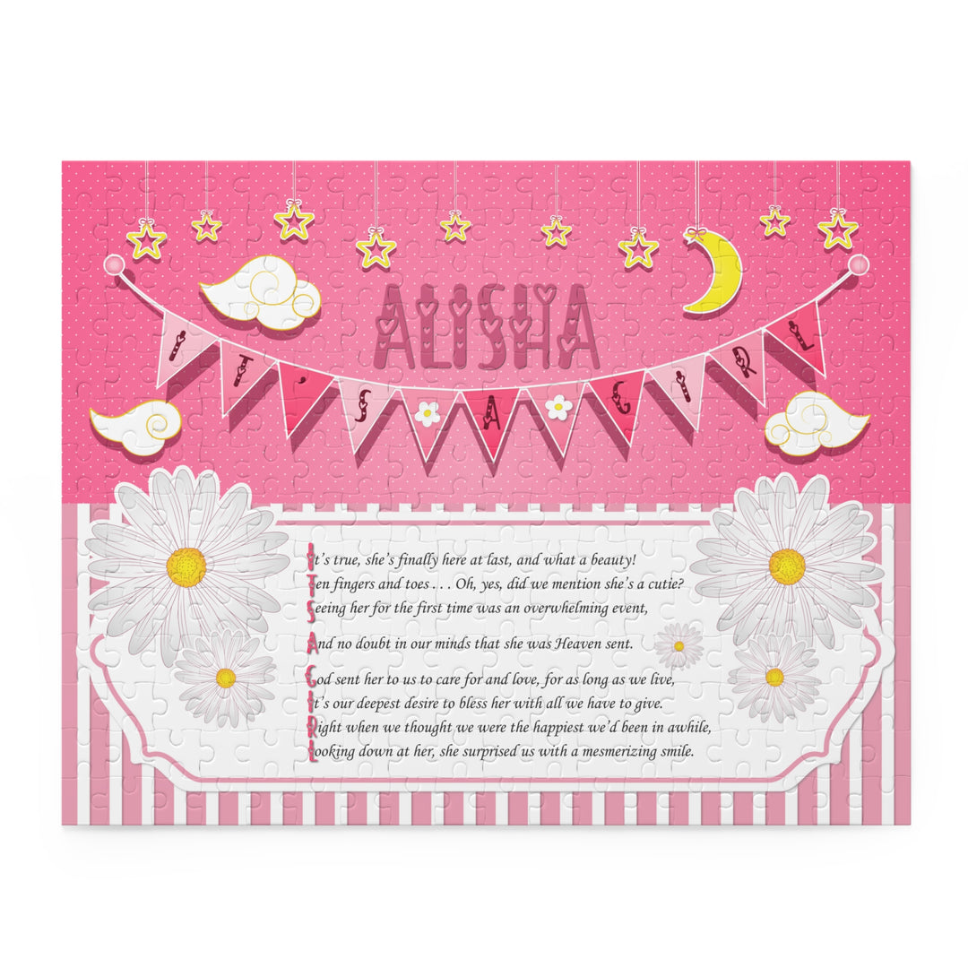 It's a Girl Acrostic Poem Puzzle - Stripes and Polka Dot Design - Personalized