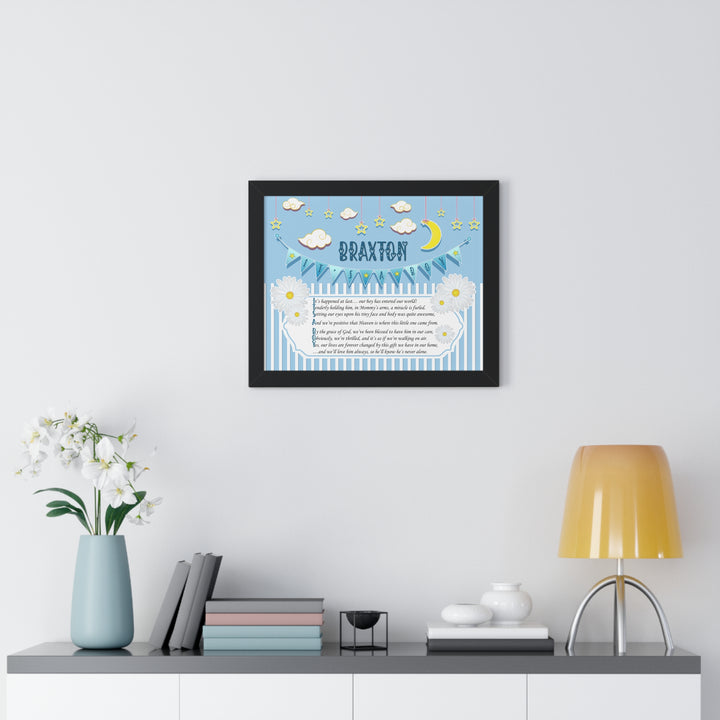 Baby Steps "It's a Boy" Framed Print Collection - Blue Stripes - Personalized