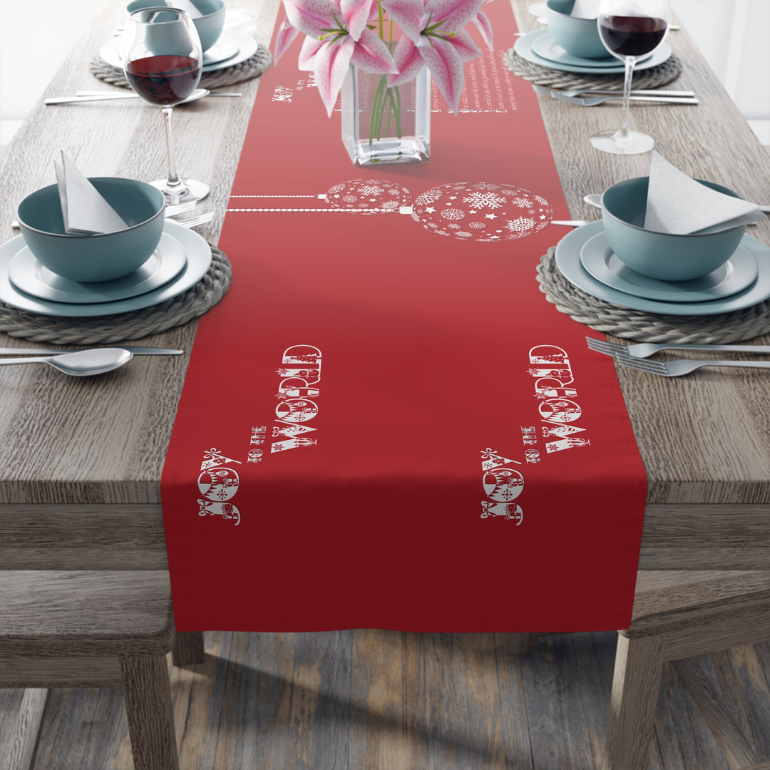 Joy to the World Acrostic Poem Table Runner - Red-Ornaments