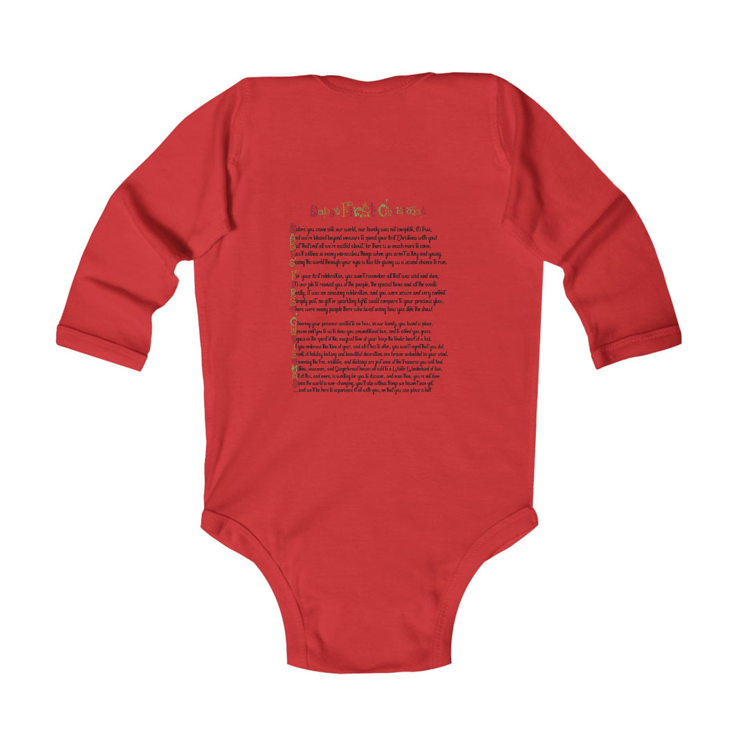 Baby’s First Christmas Acrostic Poem Infant Long Sleeve Bodysuit - Fun Font