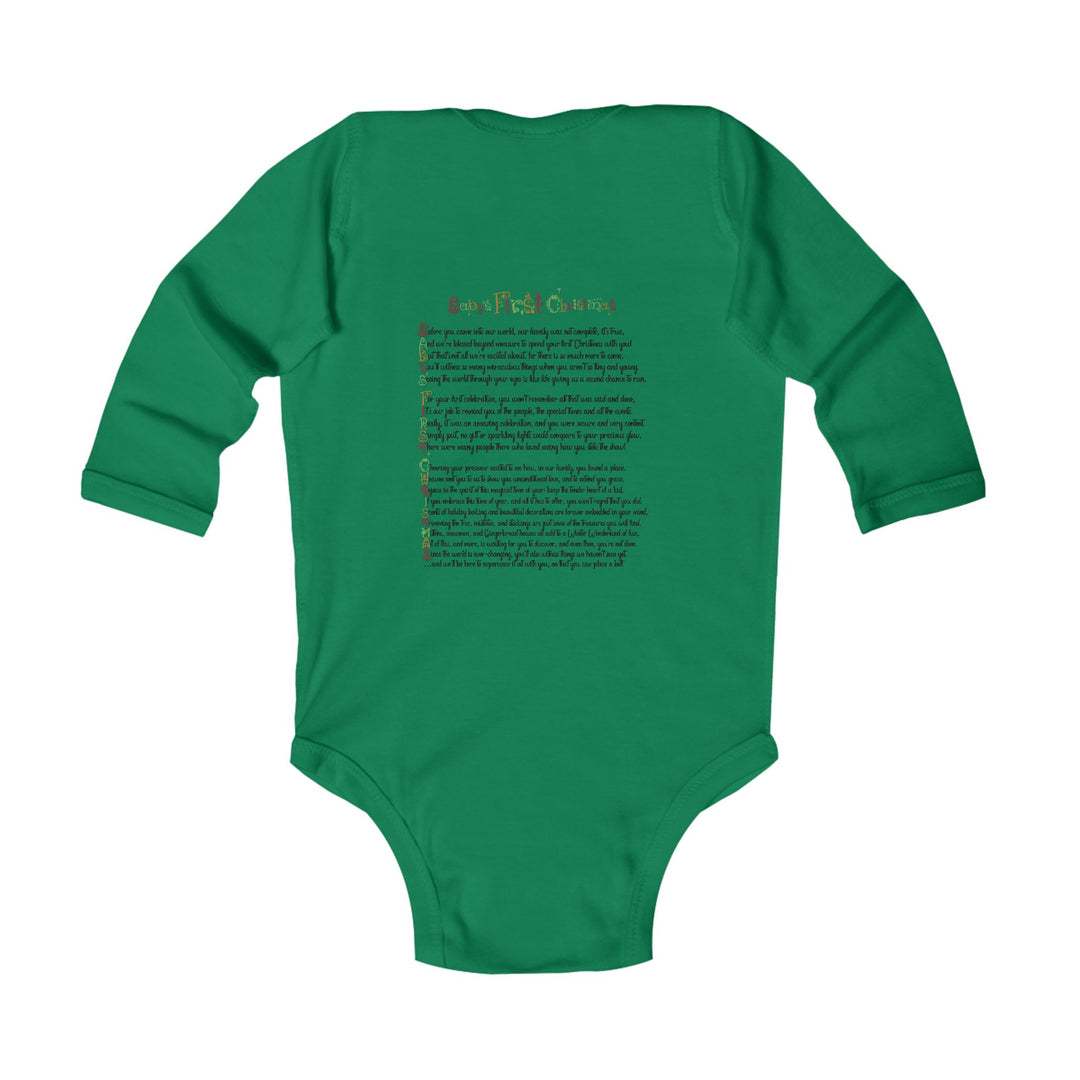 Baby’s First Christmas Acrostic Poem Infant Long Sleeve Bodysuit - Fun Font