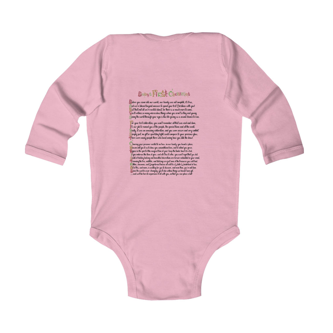 Baby’s First Christmas Acrostic Poem Infant Long Sleeve Bodysuit - Fun Font