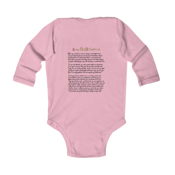 Baby’s First Christmas Acrostic Poem Infant Long Sleeve Bodysuit - Fun Font