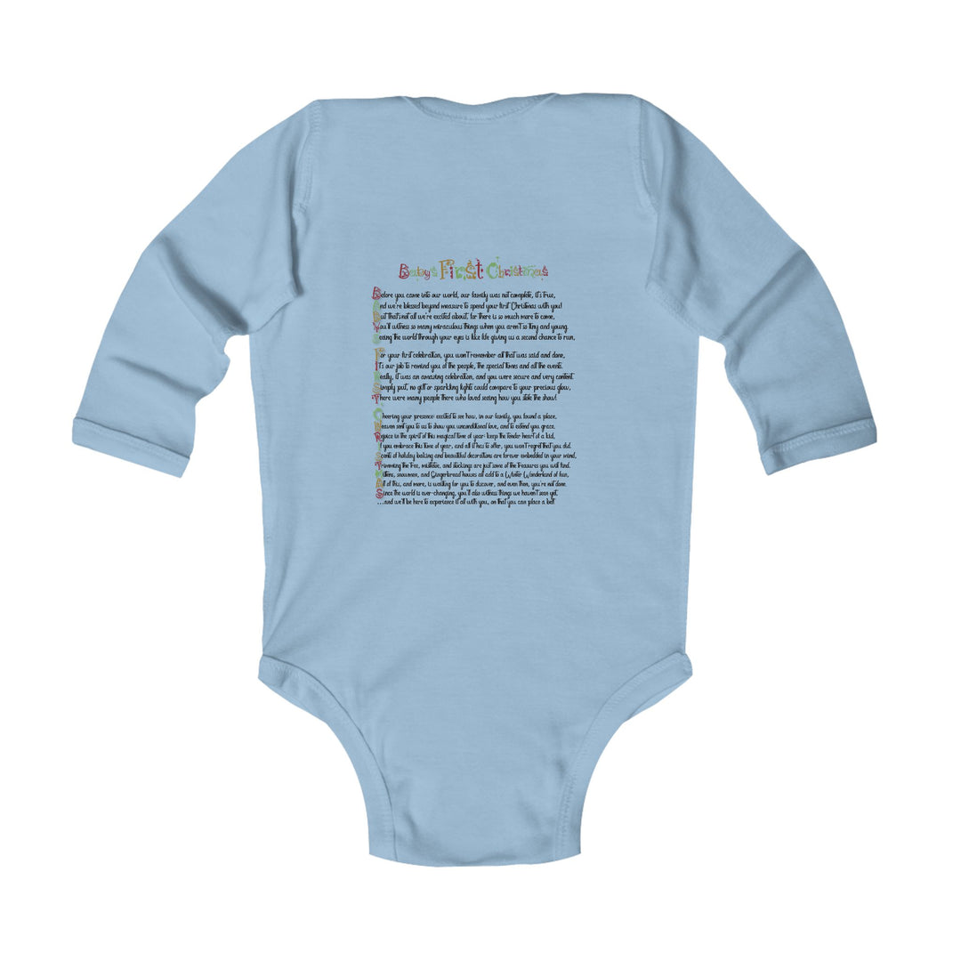 Baby’s First Christmas Acrostic Poem Infant Long Sleeve Bodysuit - Fun Font