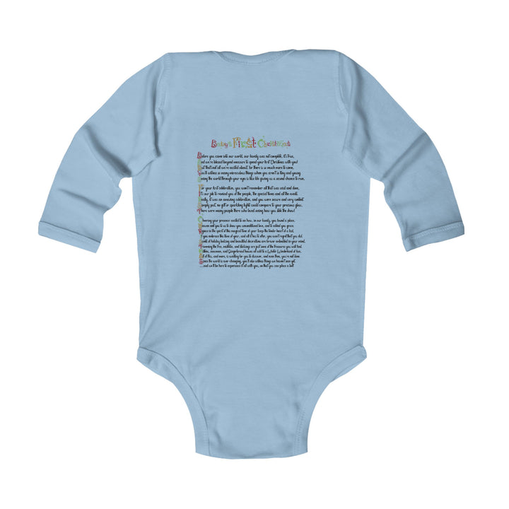 Baby’s First Christmas Acrostic Poem Infant Long Sleeve Bodysuit - Fun Font