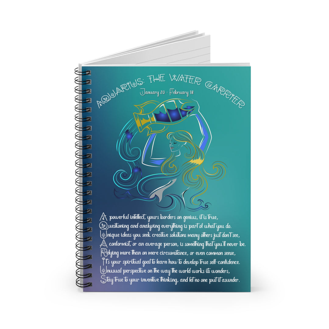 Aquarius Acrostic Poem Spiral Notebook
