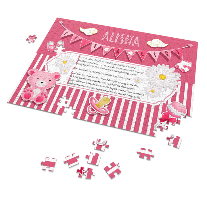 It's a Girl Acrostic Poem Puzzle - Banner and Stripes - Personalized