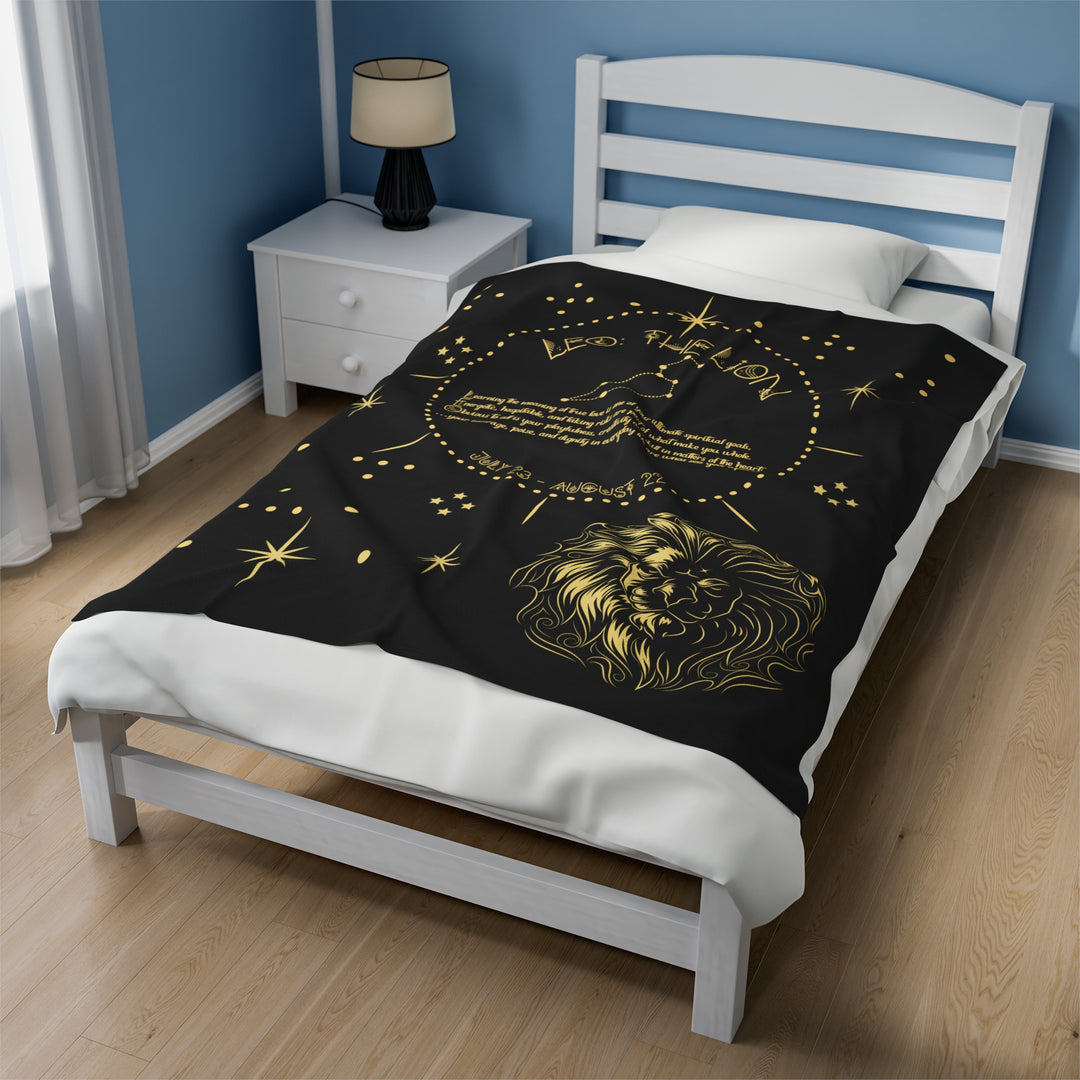 Written in the Stars Velveteen plush blanket with acrostic poem spelling out "Leo"