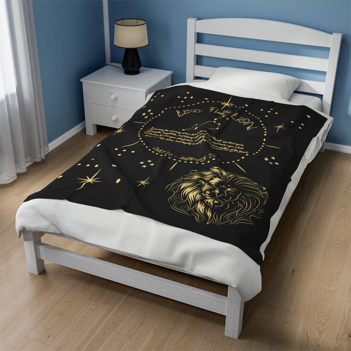 Written in the Stars Velveteen plush blanket with acrostic poem spelling out "Leo"