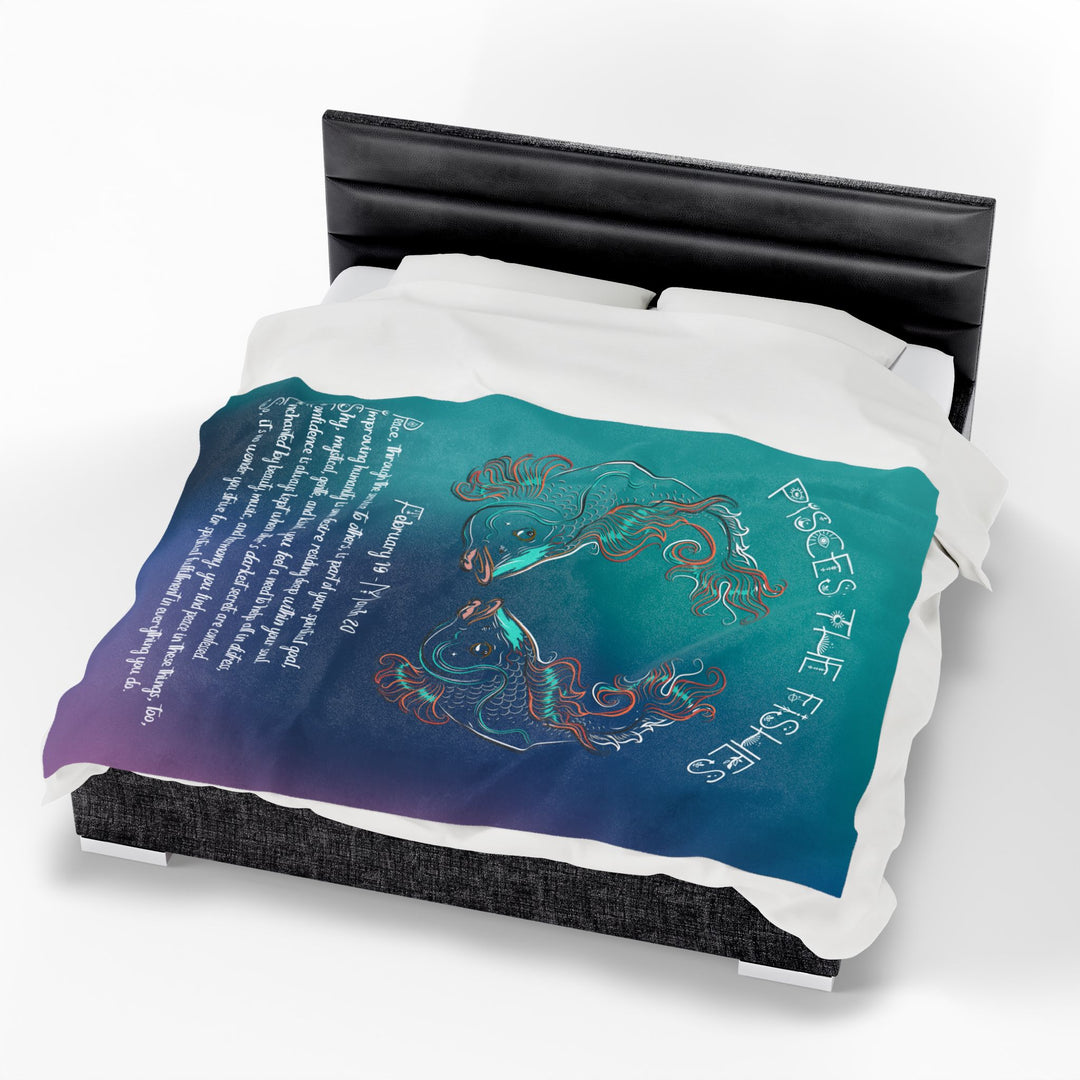 Pisces Acrostic Poem Velveteen Plush Blanket