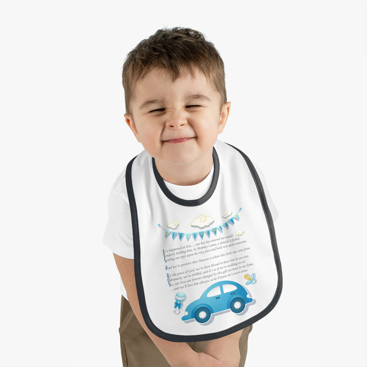 Baby Steps Acrostic Poem - Contrast Trim Jersey Bib - "It's a Boy"