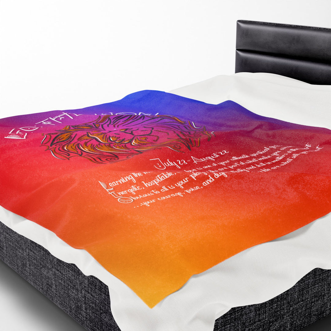 Leo Acrostic Poem Velveteen Plush Blanket - Colored