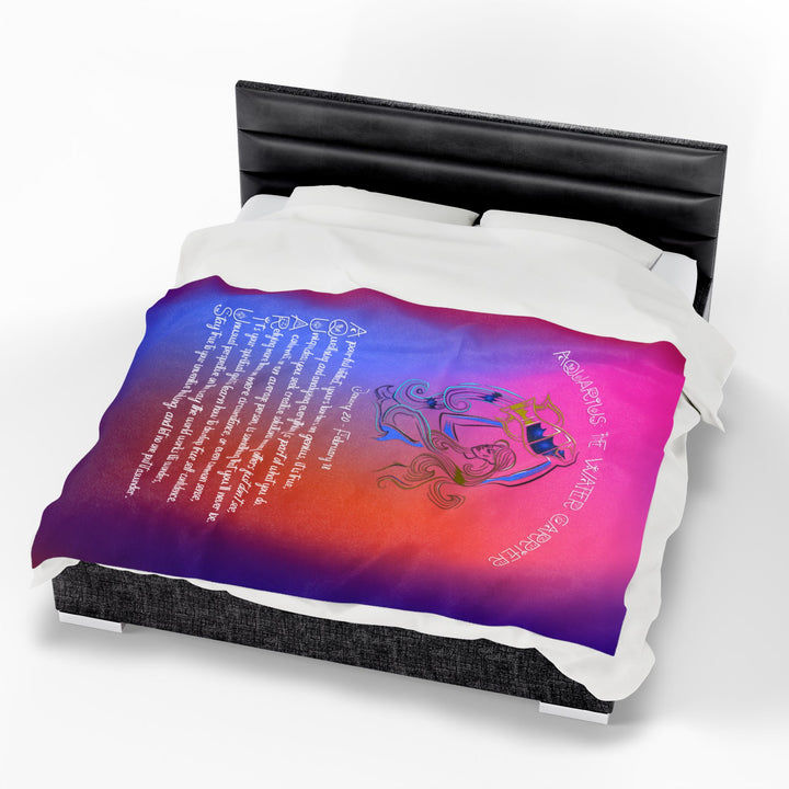 Aquarius Acrostic Poem Velveteen Plush Blanket - Colored
