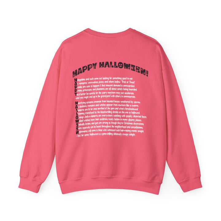 Happy Halloween Acrostic Poem Sweatshirt - Creepy Pink