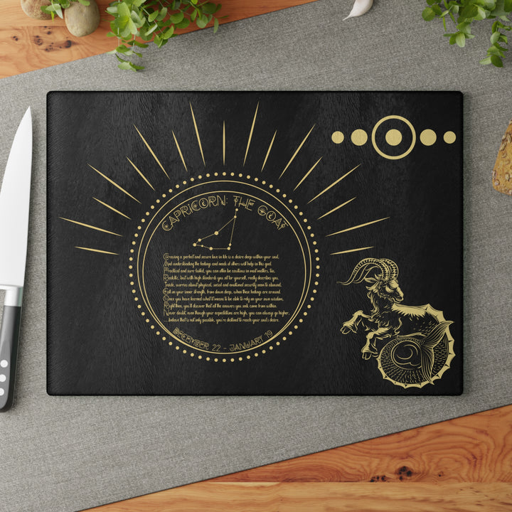 Capricorn Acrostic Poem Glass Cutting Board
