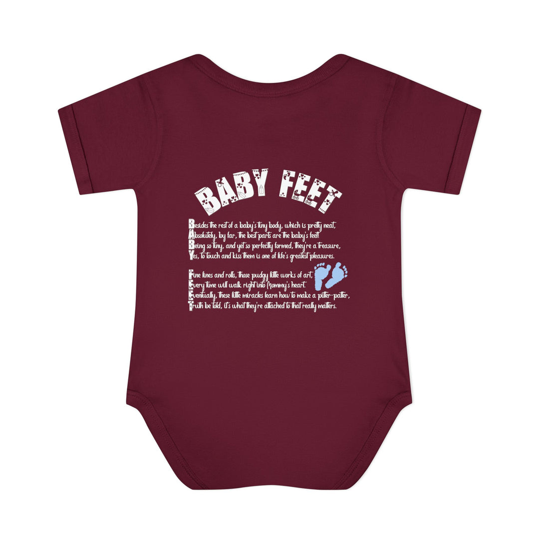 Baby Feet Acrostic Poem Baby Bodysuit - Blue Footprints