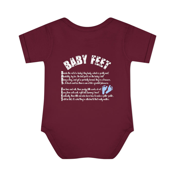 Baby Feet Acrostic Poem Baby Bodysuit - Blue Footprints