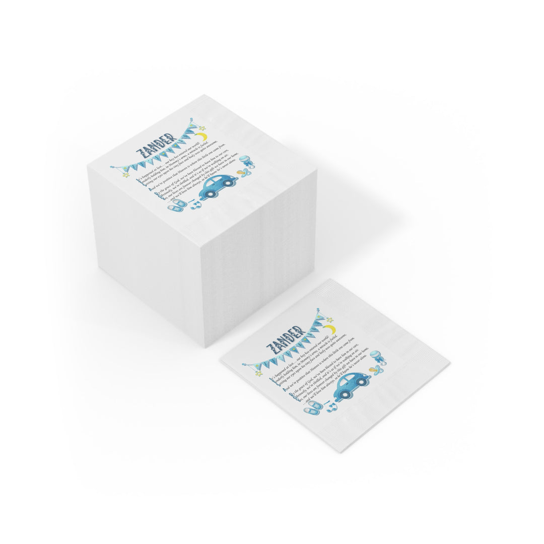 "It's a Boy" White Coined Napkins - Personalized