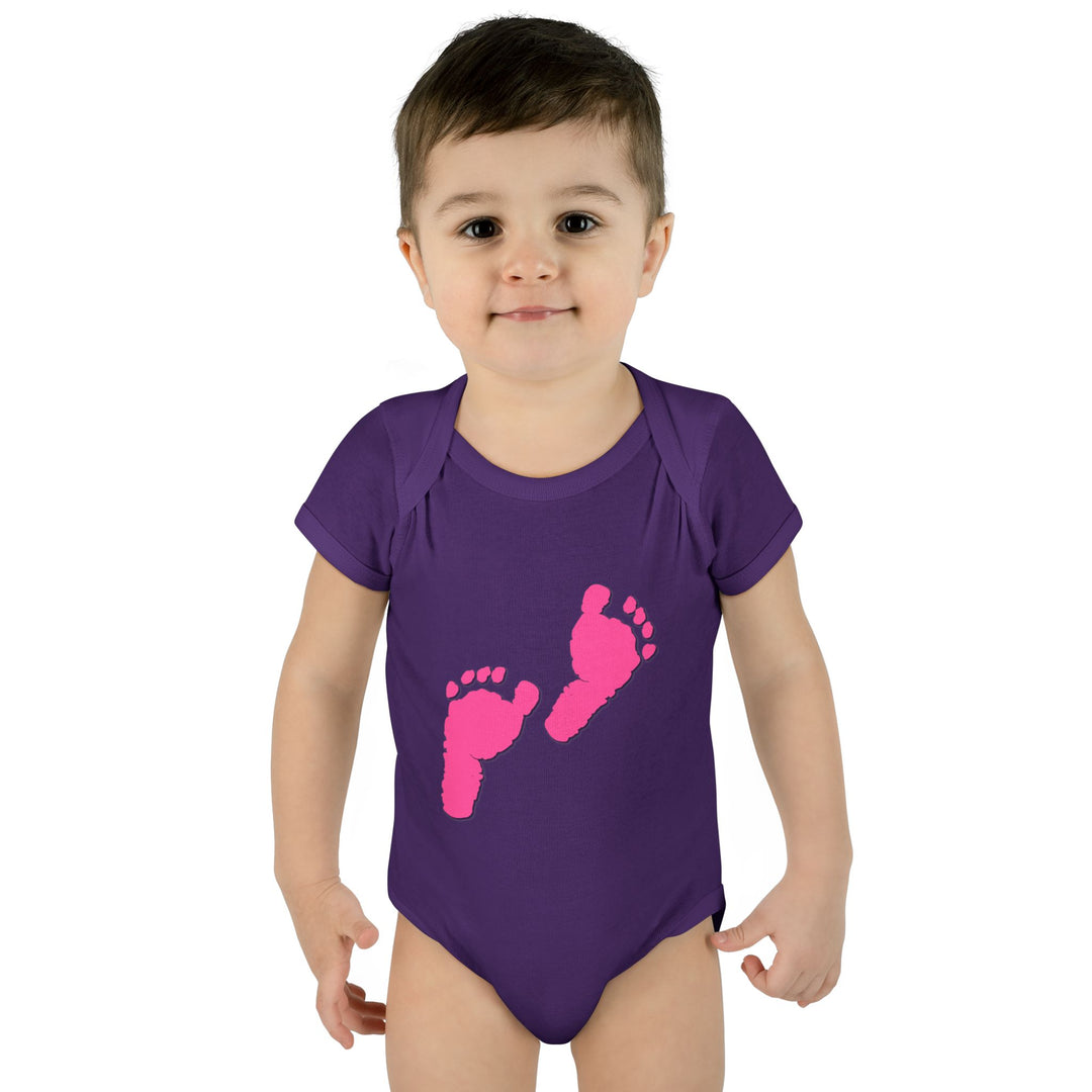 Baby Steps "Baby Feet" Acrostic Poem Bodysuit - Pink Footprints