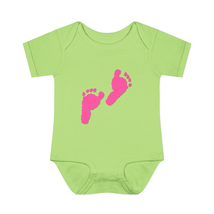 Baby Feet Acrostic Poem Bodysuit - Pink Footprints