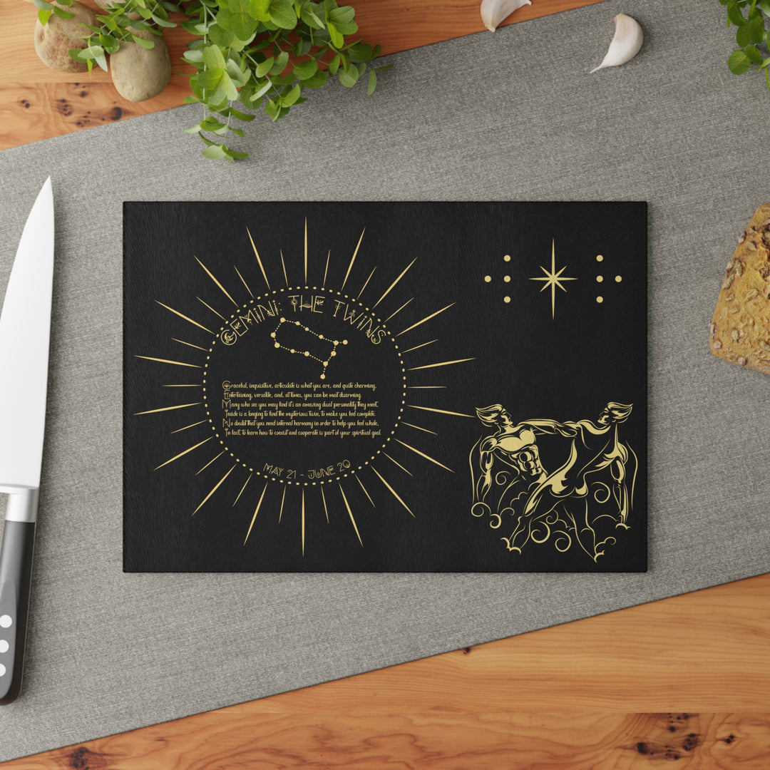 Gemini Acrostic Poem Glass Cutting Board