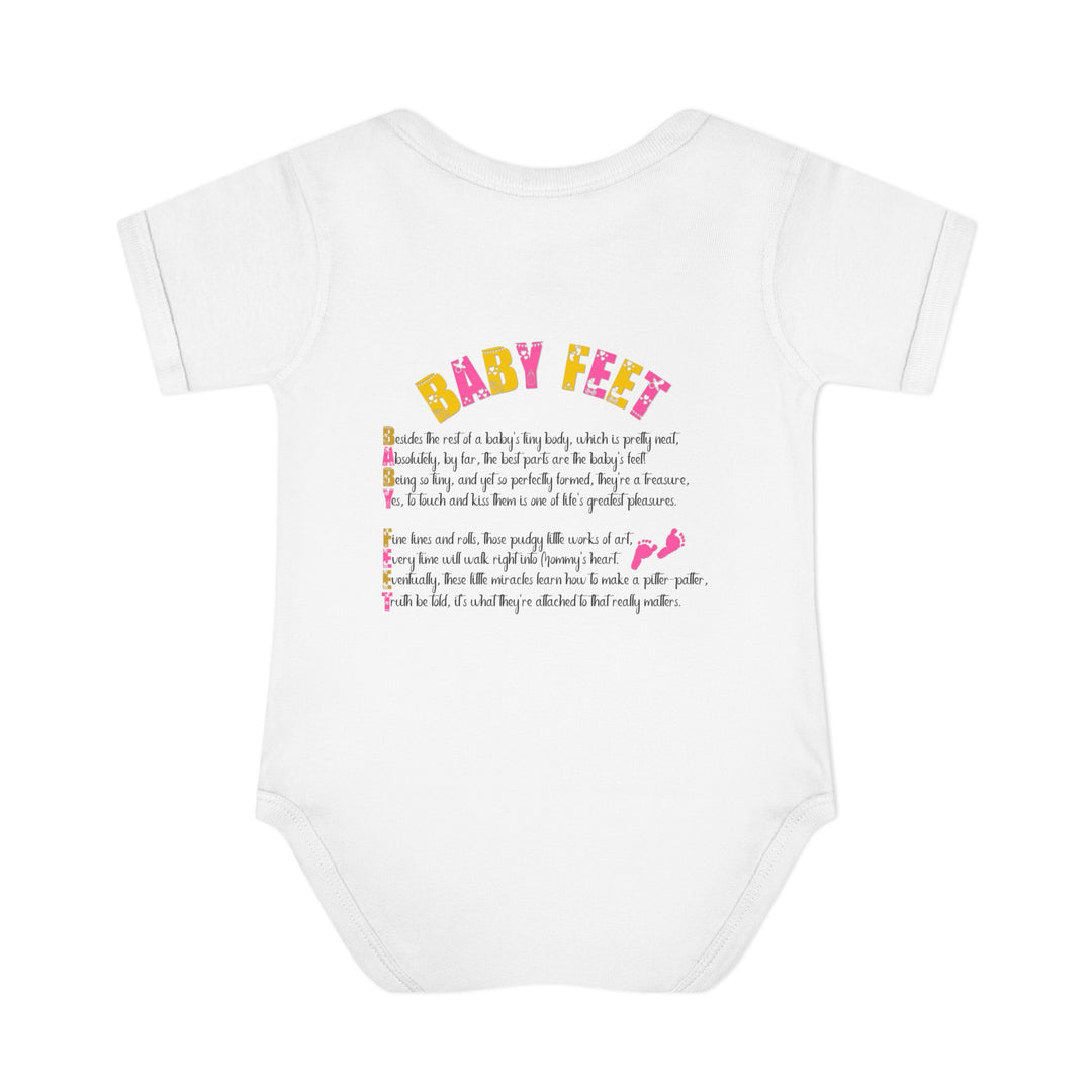 Baby Steps "Baby Feet" Acrostic Poem Bodysuit - Pink Footprints
