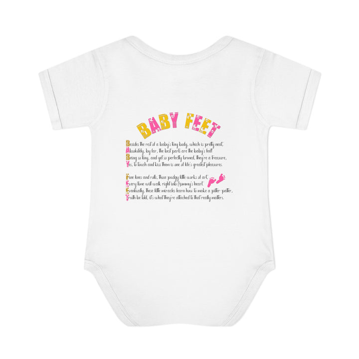 Baby Steps "Baby Feet" Acrostic Poem Bodysuit - Pink Footprints