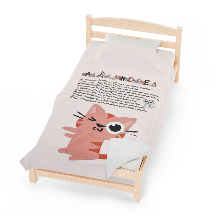 Namesakes Velveteen Plush Blanket with Acrostic Poem - Kitty Design