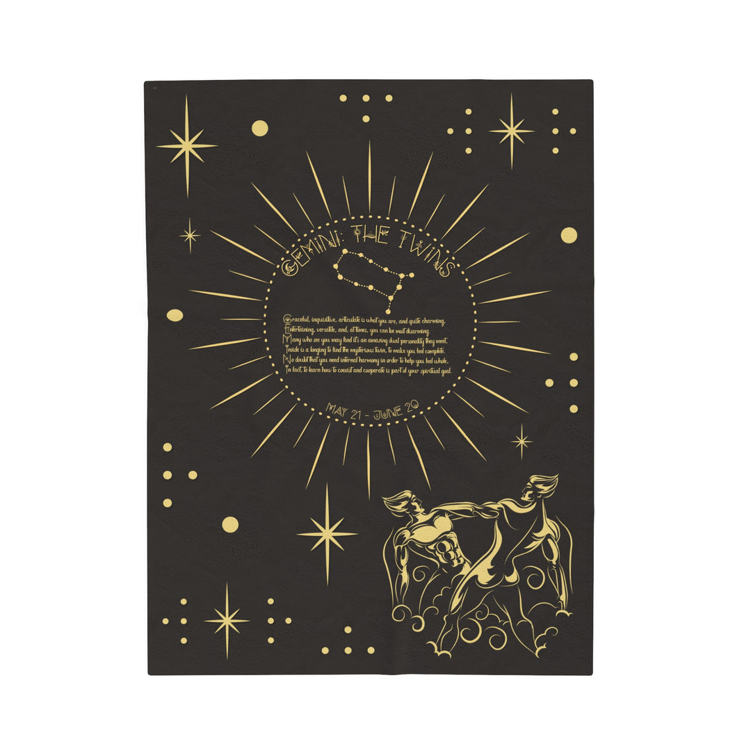 Written in the Stars Velveteen plush blanket with acrostic poem spelling out "Gemini"